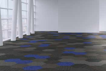 Freedom with hexagonal carpet tiles in office