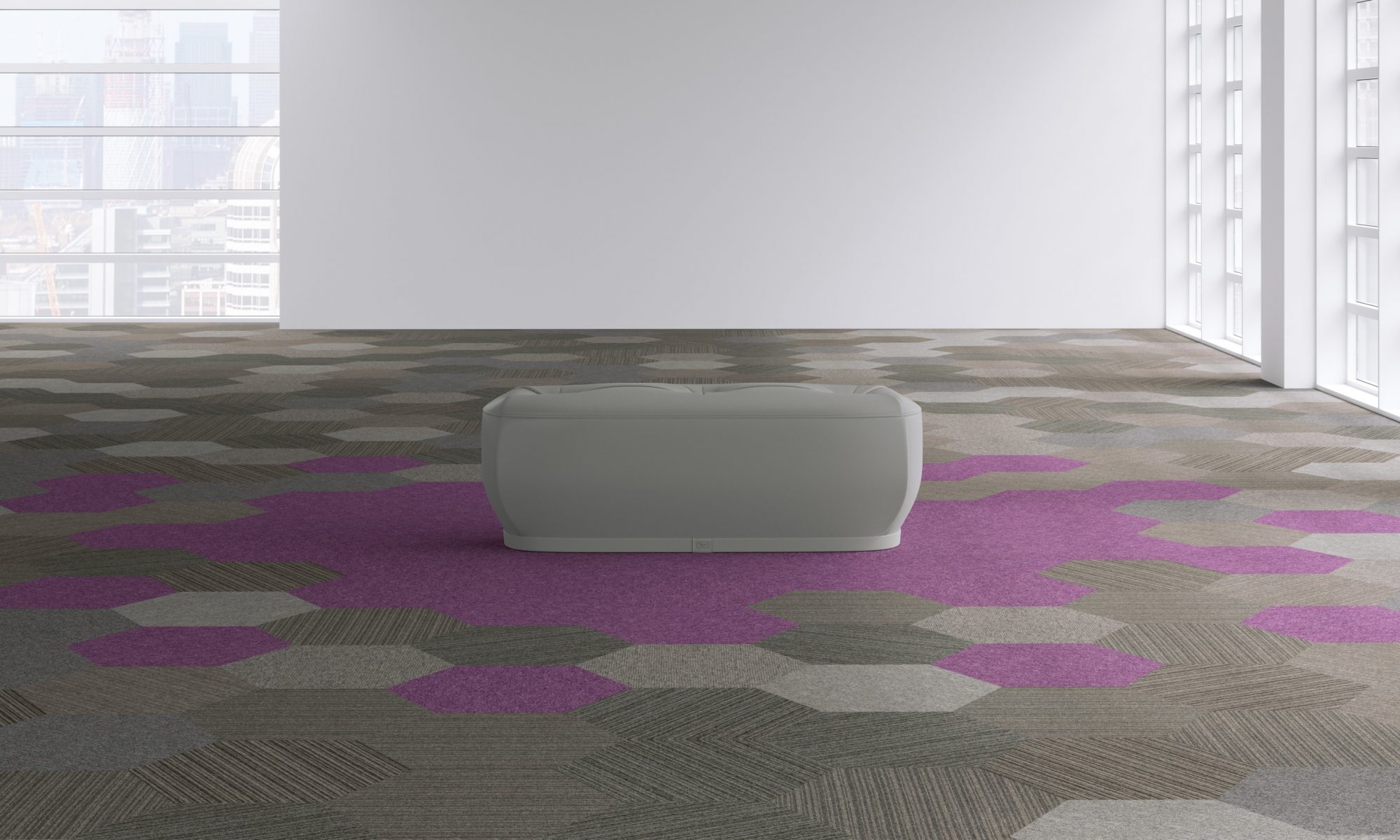 Hexagon carpet tiles in office