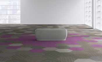 Hexagon carpet tiles in office