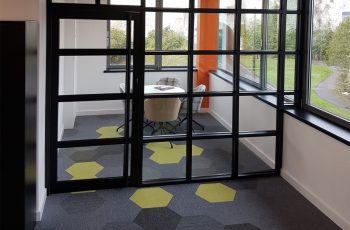 Hexagon carpet tiles in office design