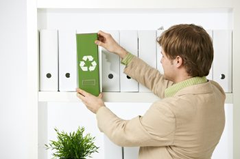 Man out file on sustainable office policy