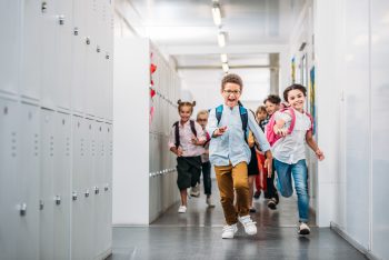 Duraclad being used in a busy school corridor