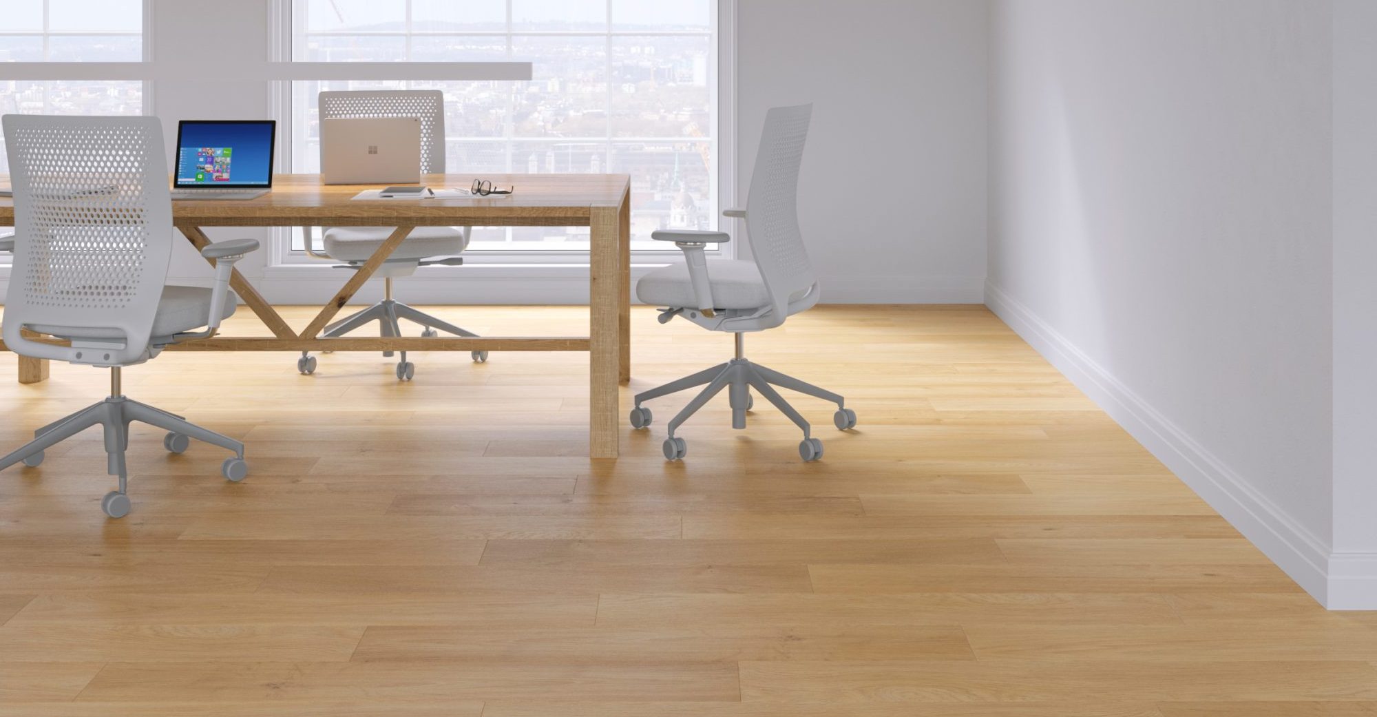 Cienna Amber Oak in minimalist office